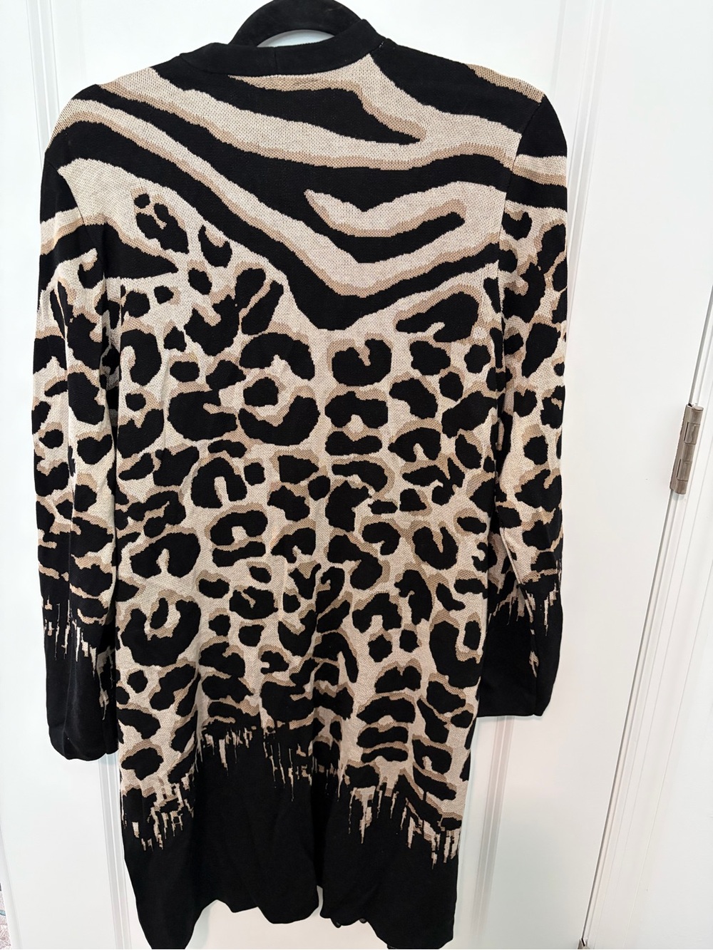 Chico's Black and Cream Animal Print Open Cardigan - Picture 4 of 6